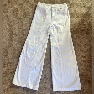 Pilcro and the Letterpress white flare embellished jeans